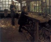 William Stott of Oldham Grandfather-s Workshop painting